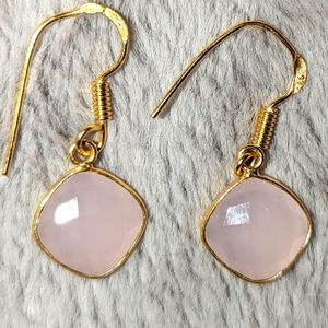 Rose Quartz Gemstone Handmade 925 Sterling Silver Jewelry Earring